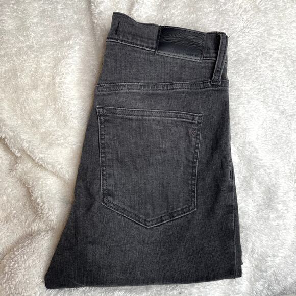 MADEWELL 9" Mid-Rise Skinny Raw Hem Distressed Ripped Knee Black Grey Jean 28 - Picture 3 of 8